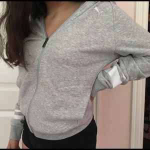 Grey zip up puma hoodie